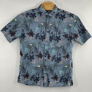 Croft & Barrow Mens Hawaiian Aloha  Button Cotton Short Sleeve Casual Size Large